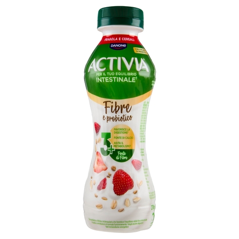 ACTIVIA da Bere, Fibre e probiotico, Fragola, Fonte di Calcio, aiuta metabolismo e digestione,270g